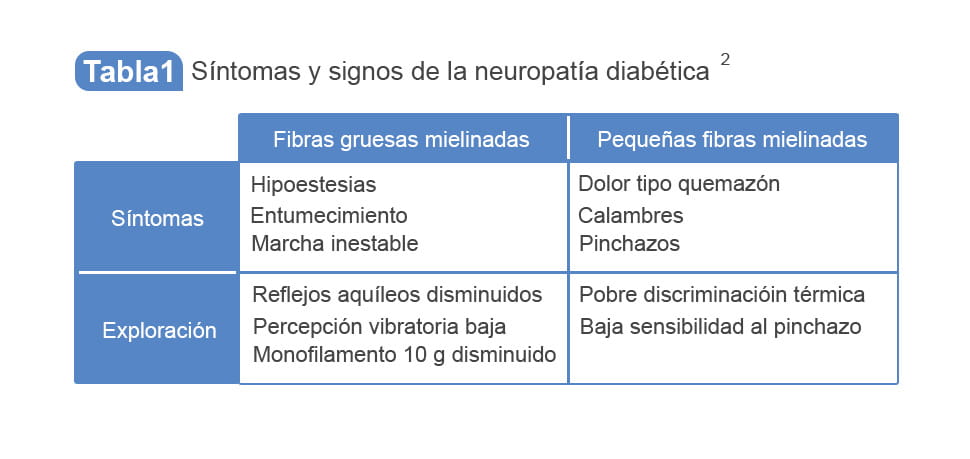 Neuropatía diabética tabla